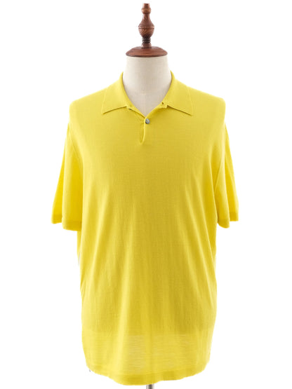 Excellent Hermes Yellow Wool Polo Shirt Size L for Men