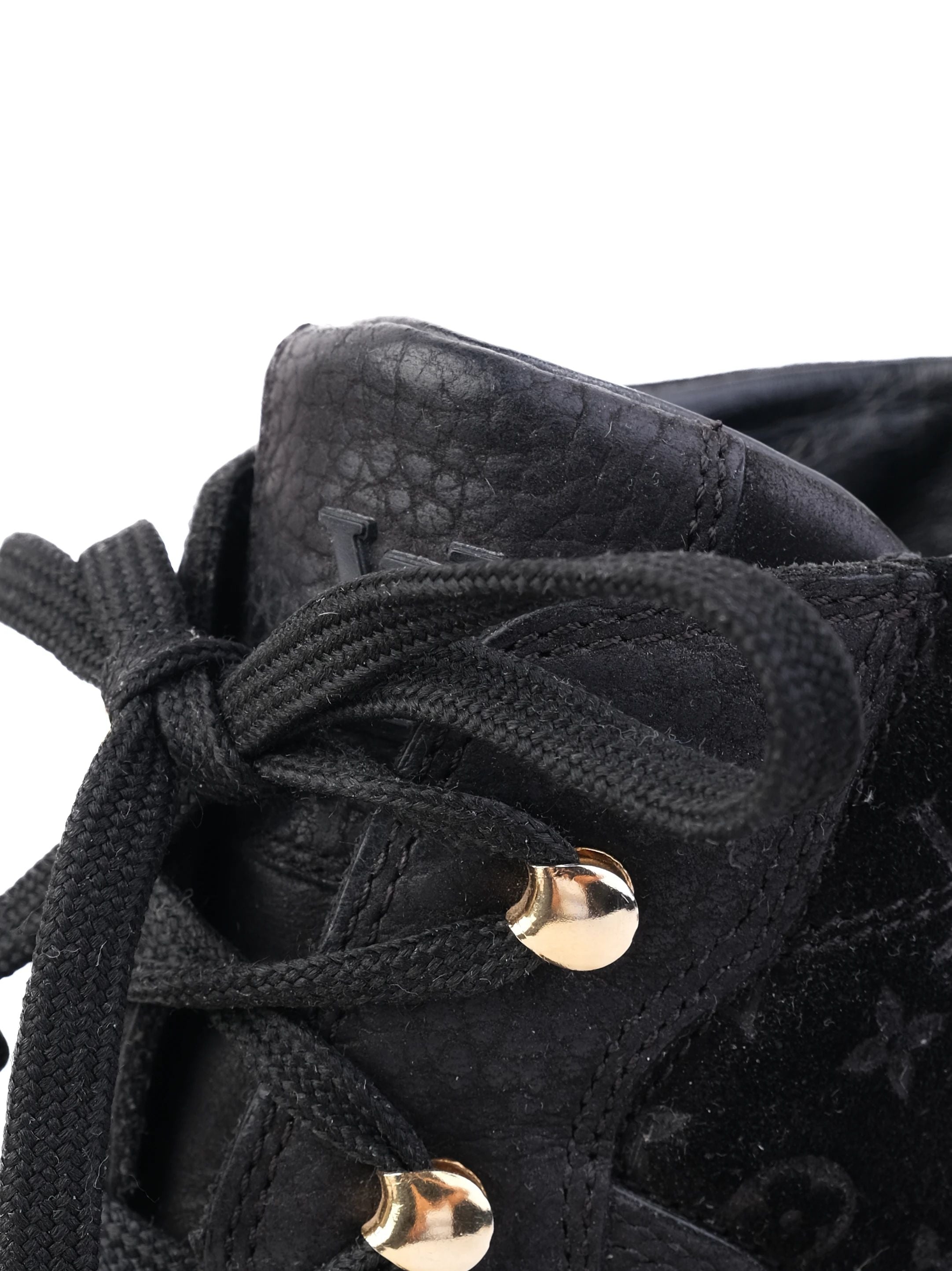 Excellent Louis Vuitton Black Leather High-Top Sneakers Size 37