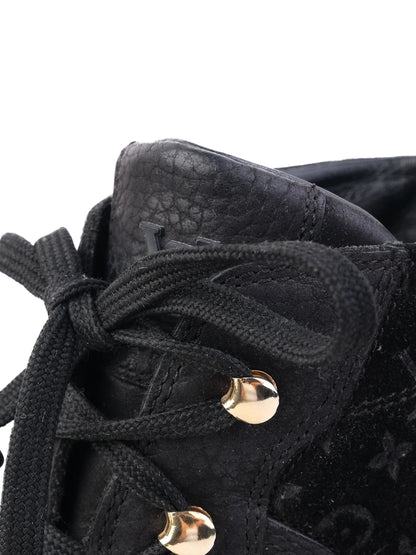 Excellent Louis Vuitton Black Leather High-Top Sneakers Size 37