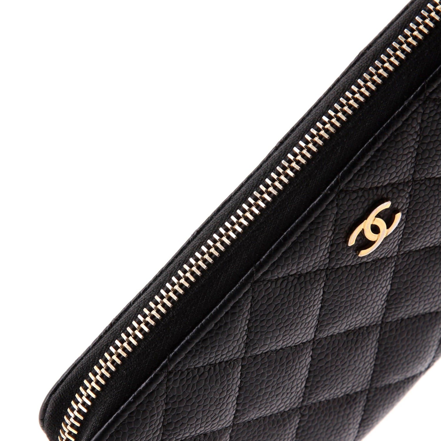 Chanel Zip Around Wallet Quilted Caviar Long