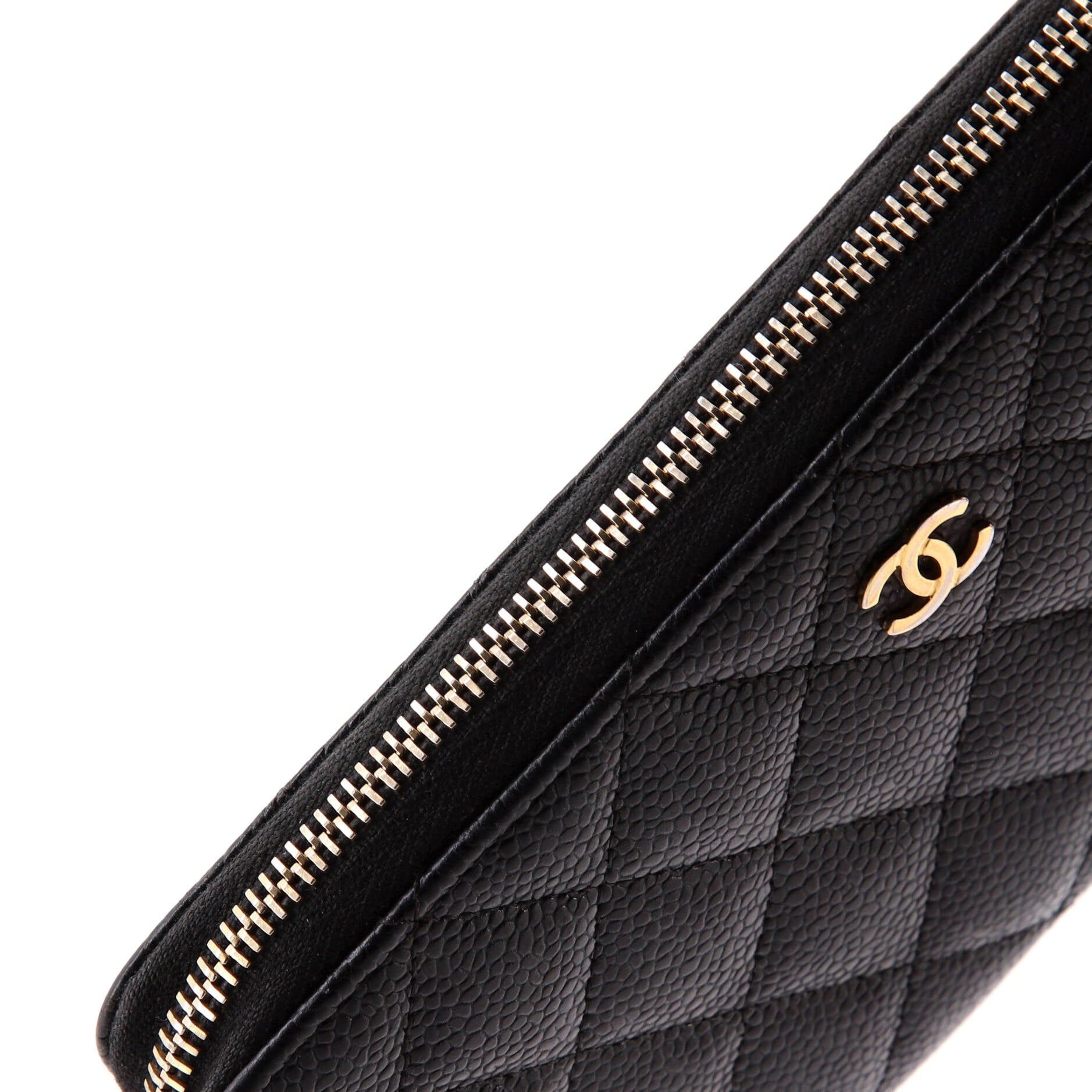 Chanel Zip Around Wallet Quilted Caviar Long