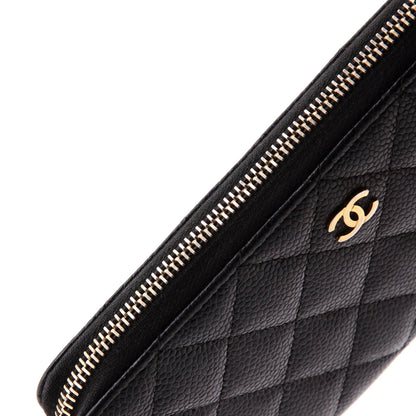Chanel Zip Around Wallet Quilted Caviar Long