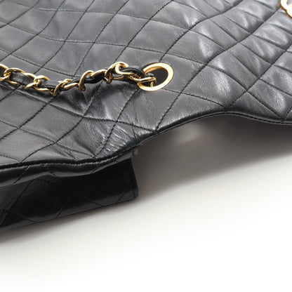 Chanel Black Matelasse Full Flap Shoulder Bag Lambskin (sheep Leather)