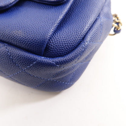 Chanel Caviar Quilted CC Day Camera Case Blue