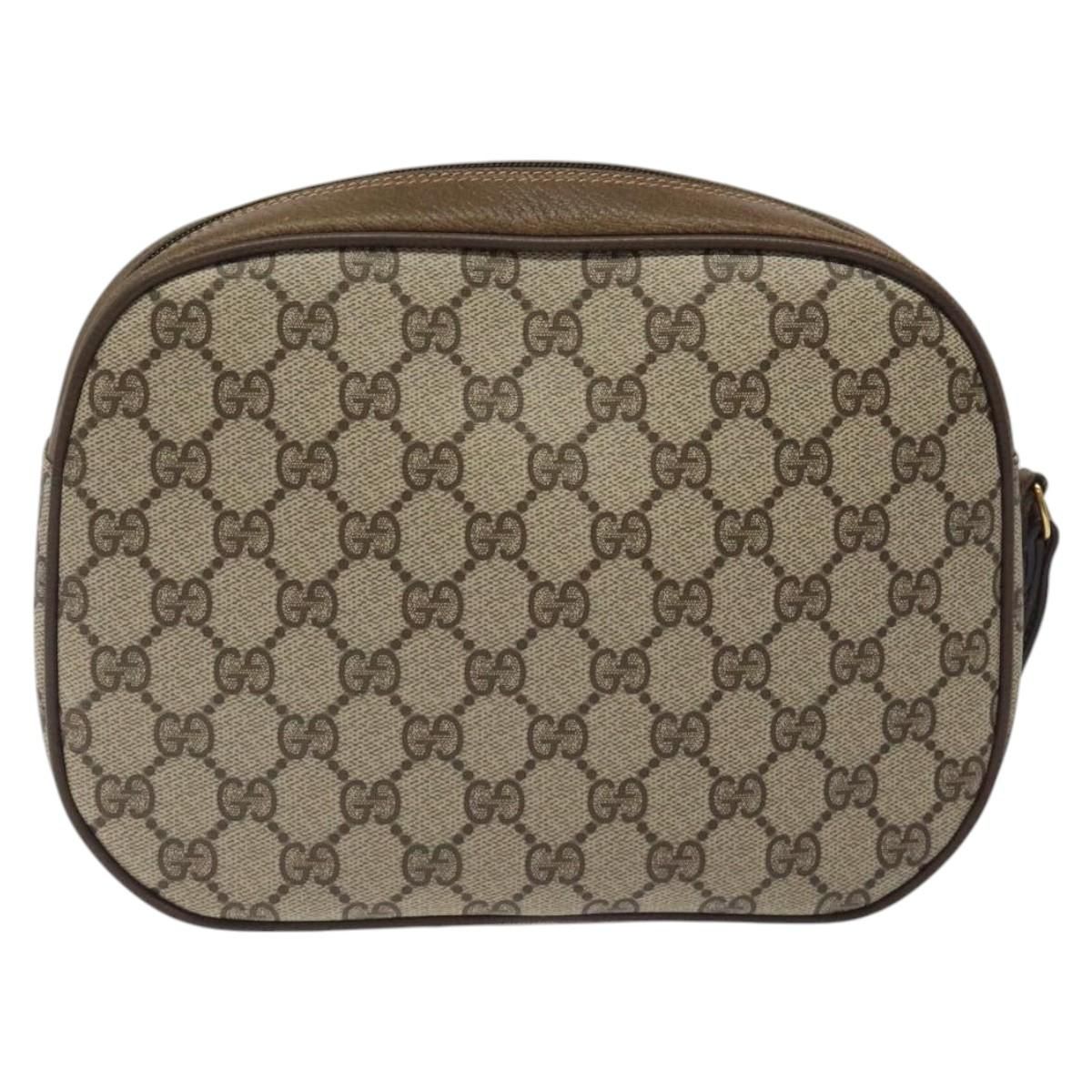 Gucci Gg Supreme Web Sherry Line Clutch Bag Pvc Beige Gold 89 01 034 Auth