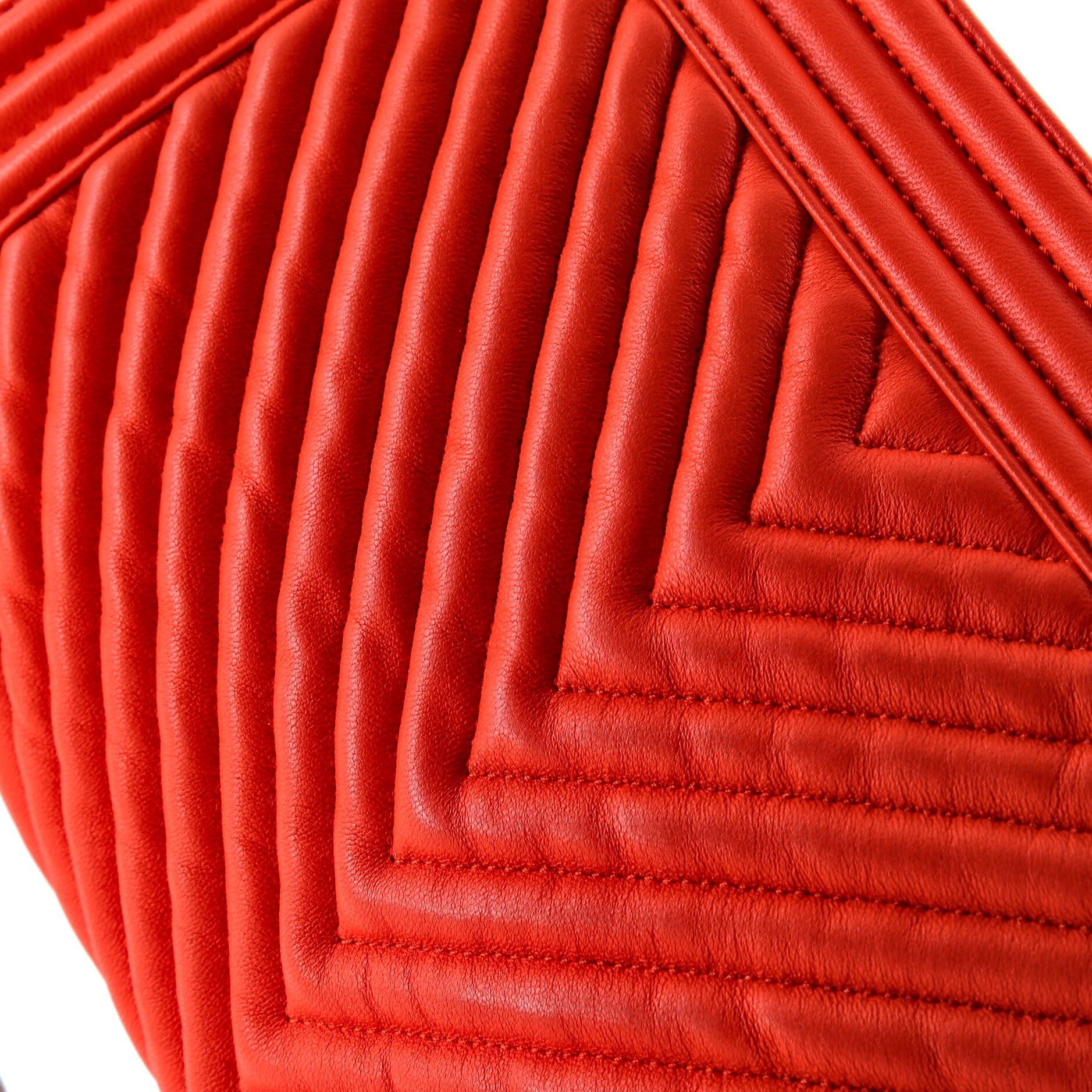 Chanel Boy Flap Bag Chevron Wrinkled Lambskin Old Medium