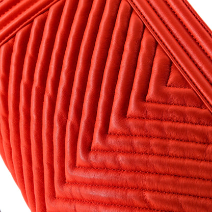 Chanel Boy Flap Bag Chevron Wrinkled Lambskin Old Medium