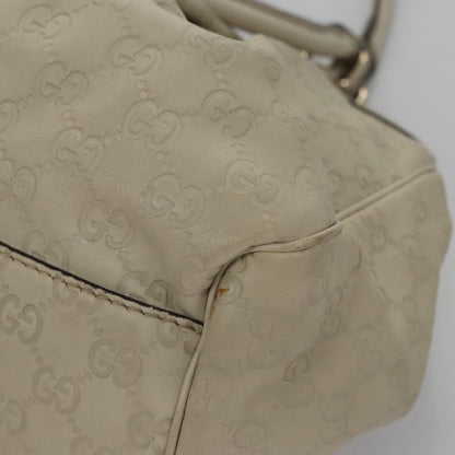 Gucci Gg Canvas Guccissima Hand Bag Leather White Gold 211944 Auth