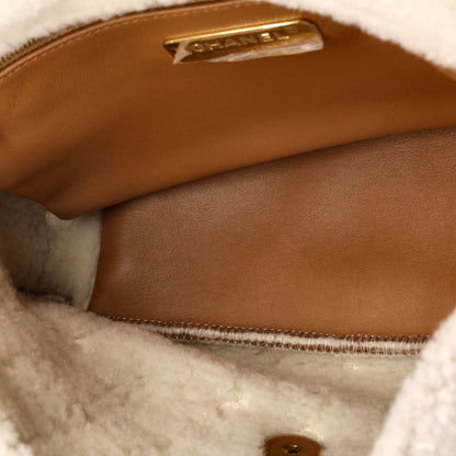 Chanel Flap Bag Embroidered Suede With Shearling Medium