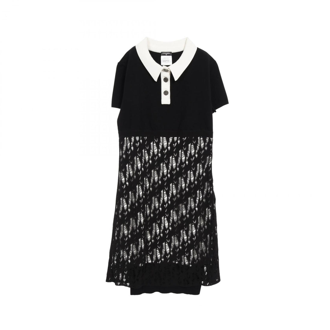 Chanel Black White Coco Mark Button Dress Cotton Rayon P 43423k 04436