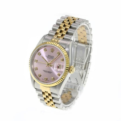 Pink Datejust 16233 Two-tone 36mm Ice Diamond Dial Watch