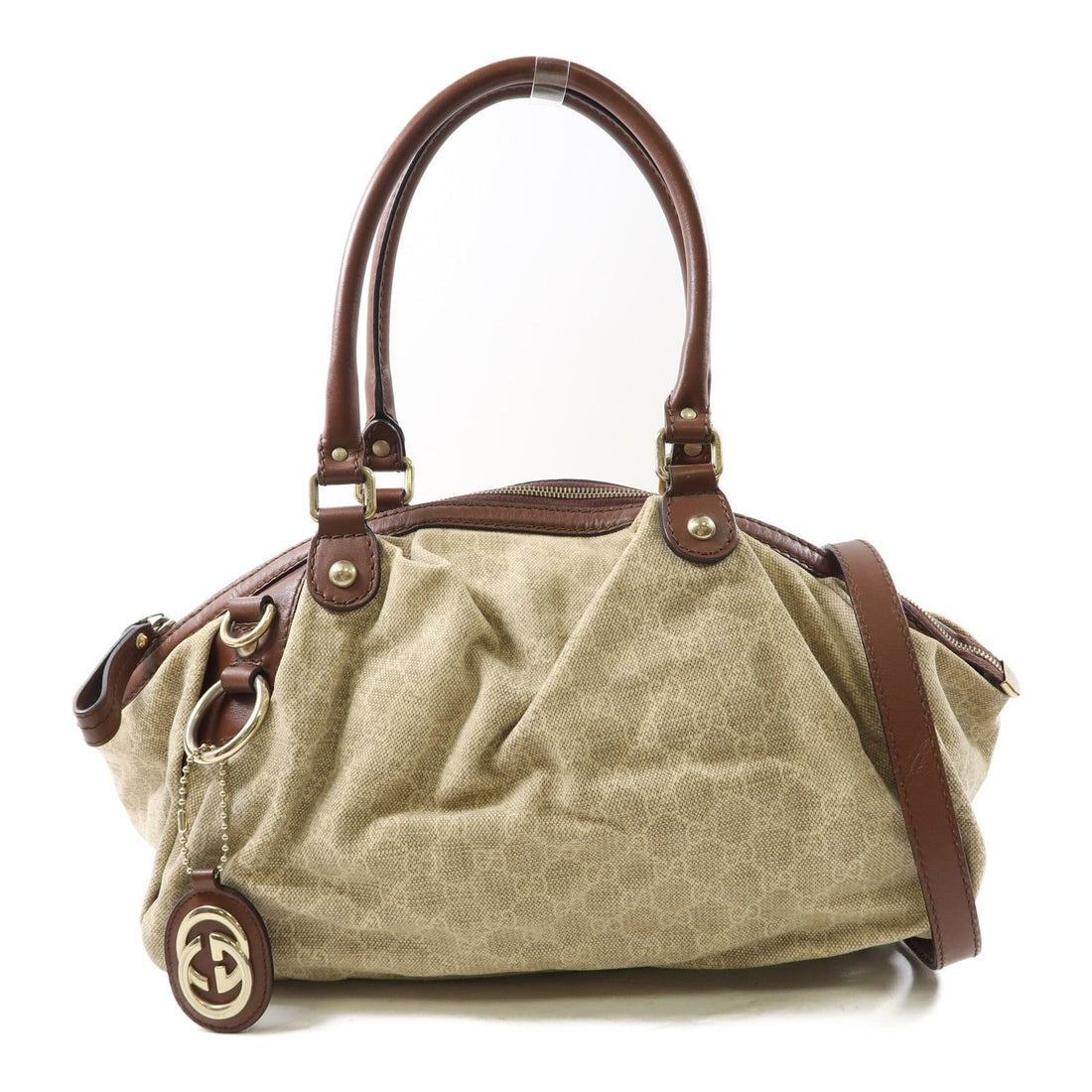 Gucci Canvas Sukey Hobo Gold Hand-turn Shoulder Bag Palm Color 2way Shoulder Bag Brown Brown Canvas 223974