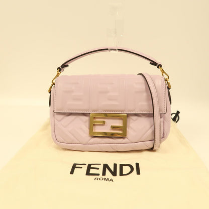 Fendi Sheepskin Leather Baguette Mini Golden Hand-turned Shoulder And Back Bag Purple 2way Shoulder Bag Purple Black La