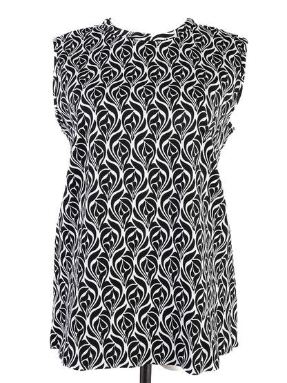 Excellent Max Mara Sleeveless Black and White Patterned Dress Women
