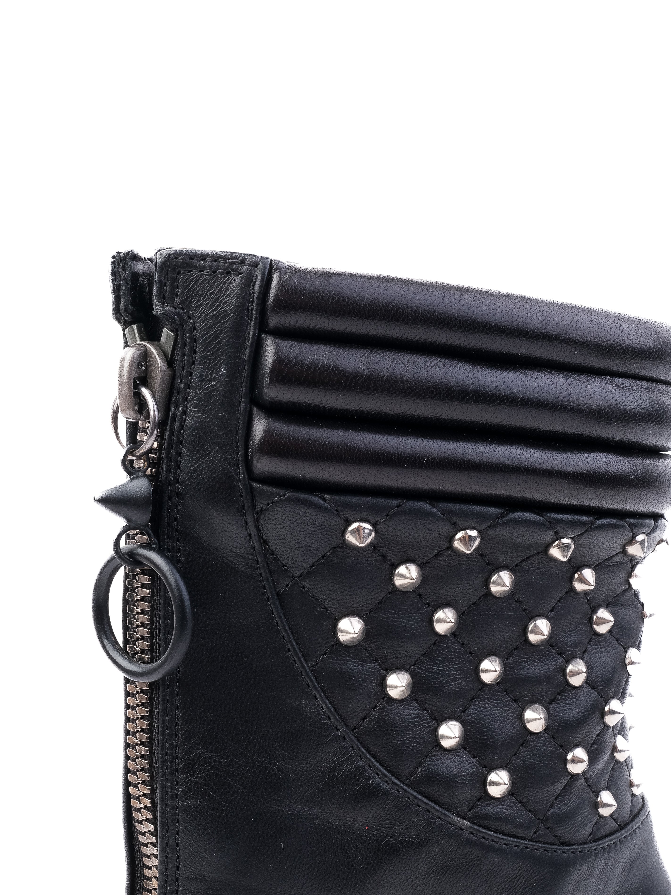 Giuseppe Zanotti Black Leather Quilted High-Heeled Ankle Boots