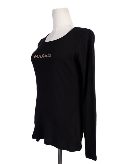 Excellent MaxCo Black Long-Sleeved Shirt Size S Cotton Natural