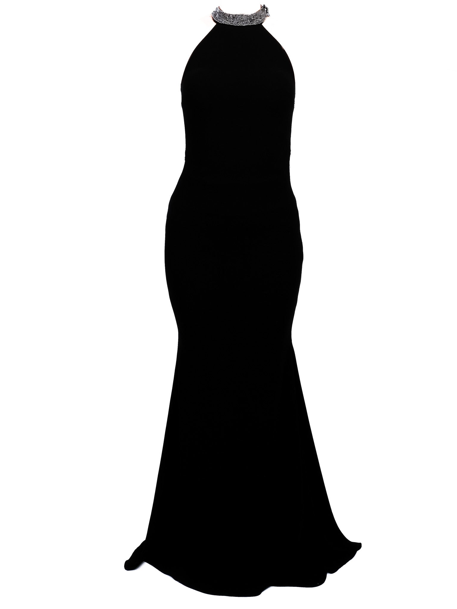 Tarik Ediz Black Silk Evening Gown Size M with Embellishments