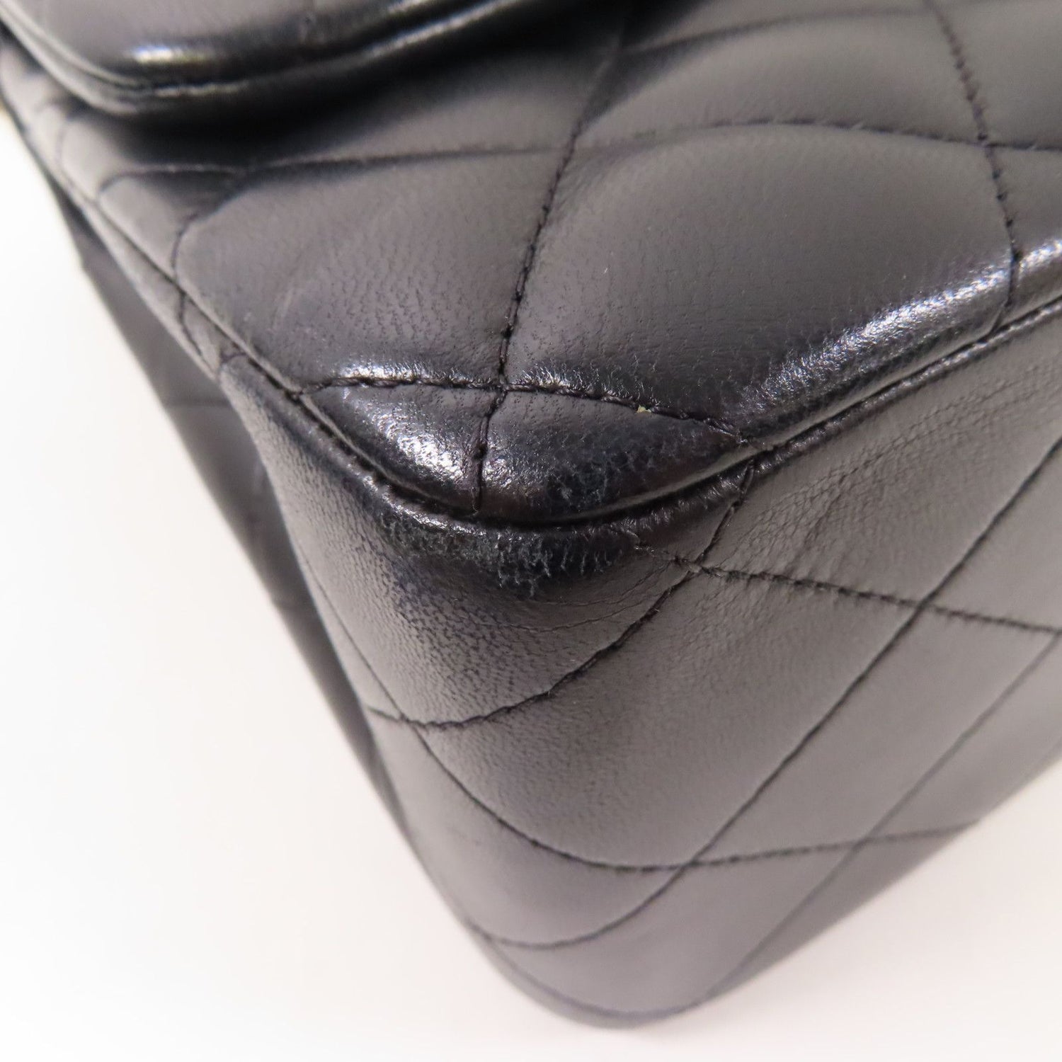 Chanel Black Sheepskin Leather Large Classic Golden Cross Shoulder Back Bag Lambskin (sheep Leather)