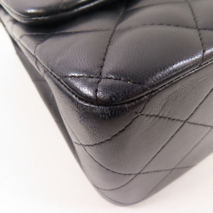 Chanel Black Sheepskin Leather Large Classic Golden Cross Shoulder Back Bag Lambskin (sheep Leather)