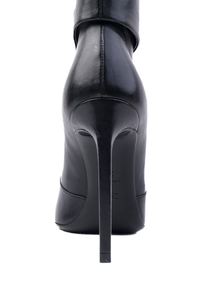 NEW Saint Laurent Black Leather High-Heeled Ankle Boots Size 35