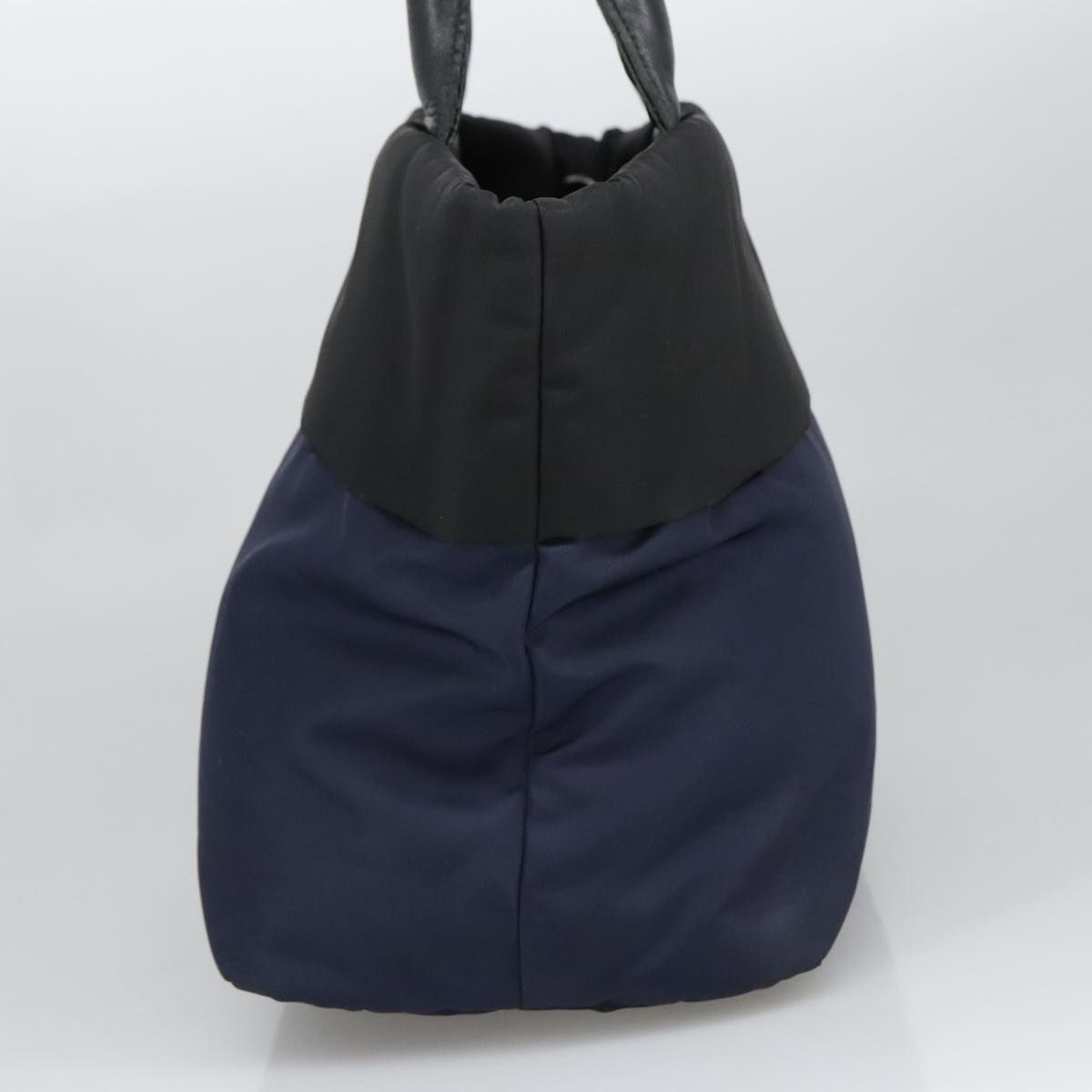 Prada Hand Bag Nylon Navy Silver Auth