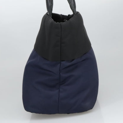 Prada Hand Bag Nylon Navy Silver Auth