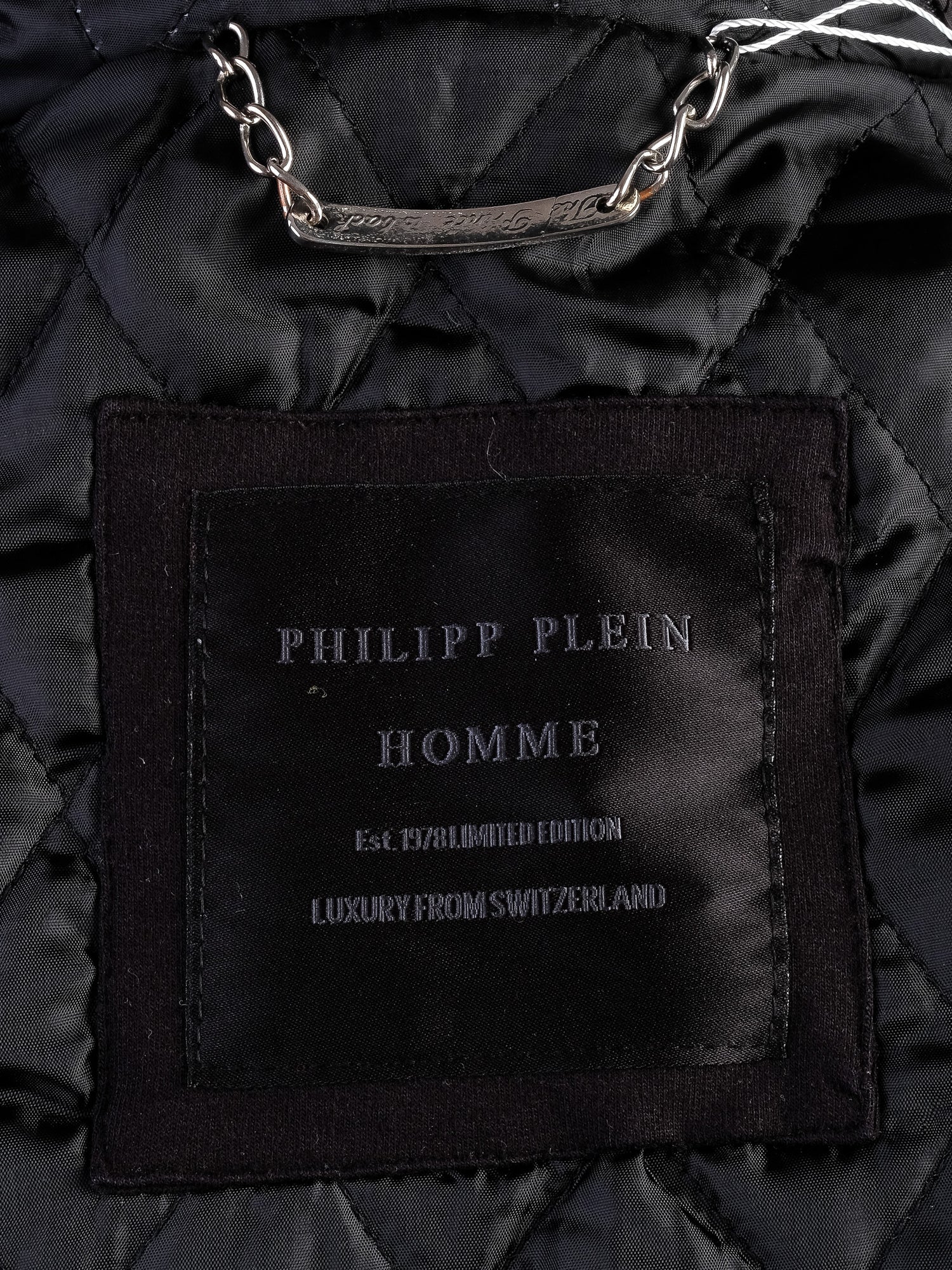 Excellent Phillipp Plein Black Sleeveless Hoodie with Embellished Crest
