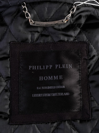 Excellent Phillipp Plein Black Sleeveless Hoodie with Embellished Crest