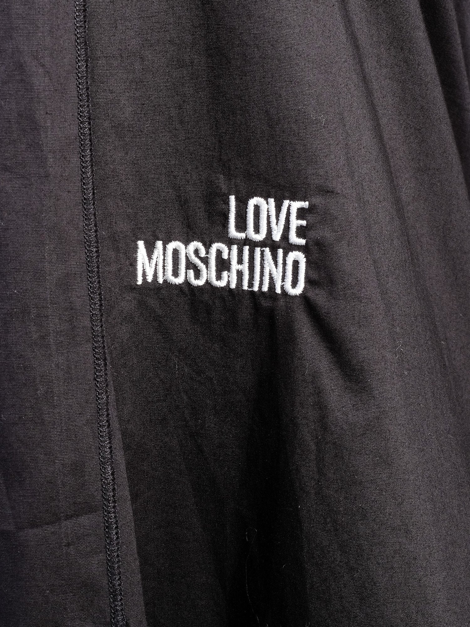 Excellent Love Moschino Black Cotton Long Sleeve Shirt with Tie