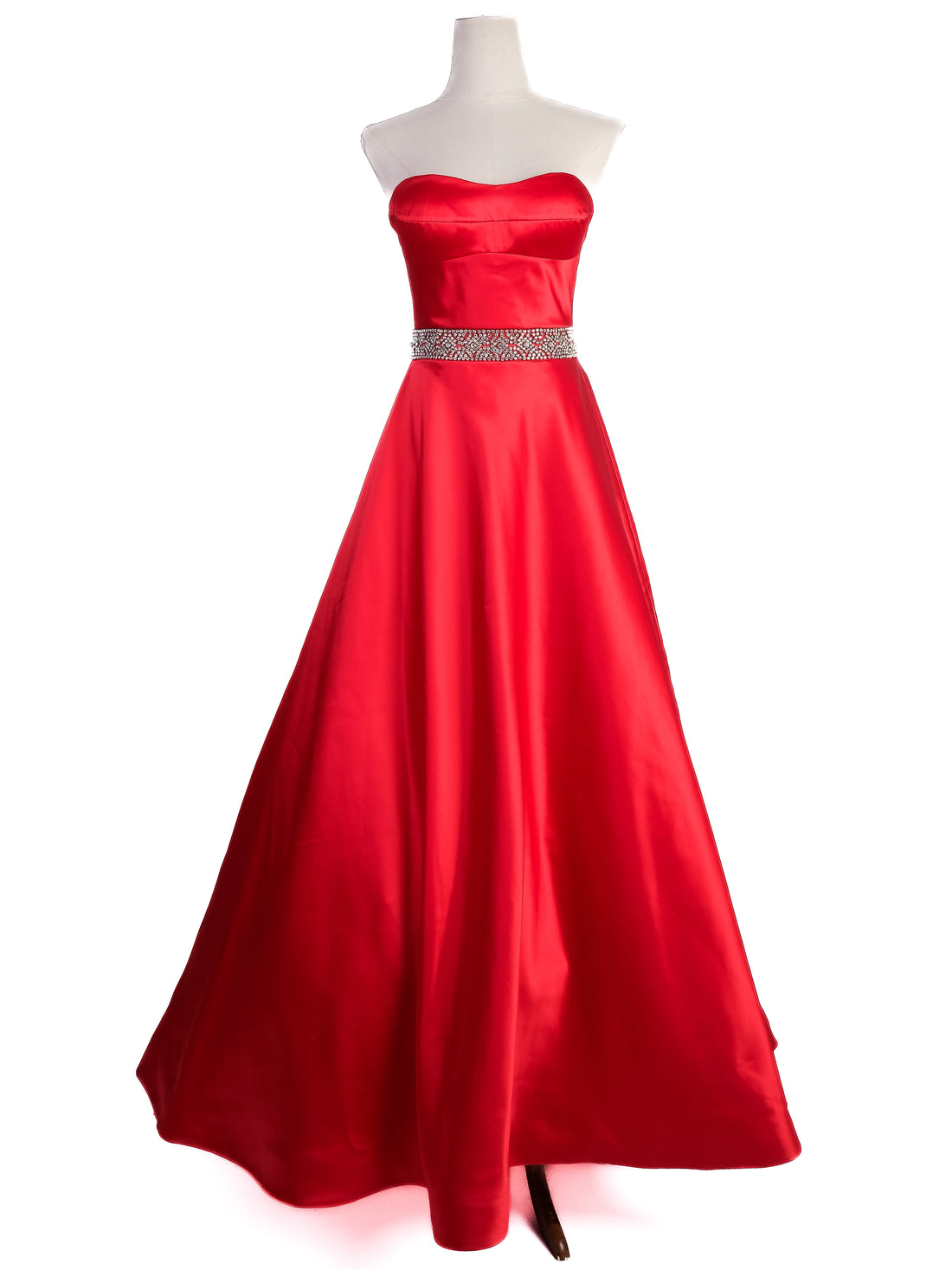 Excellent Sherri Hill Red Strapless Gown with Embellishments
