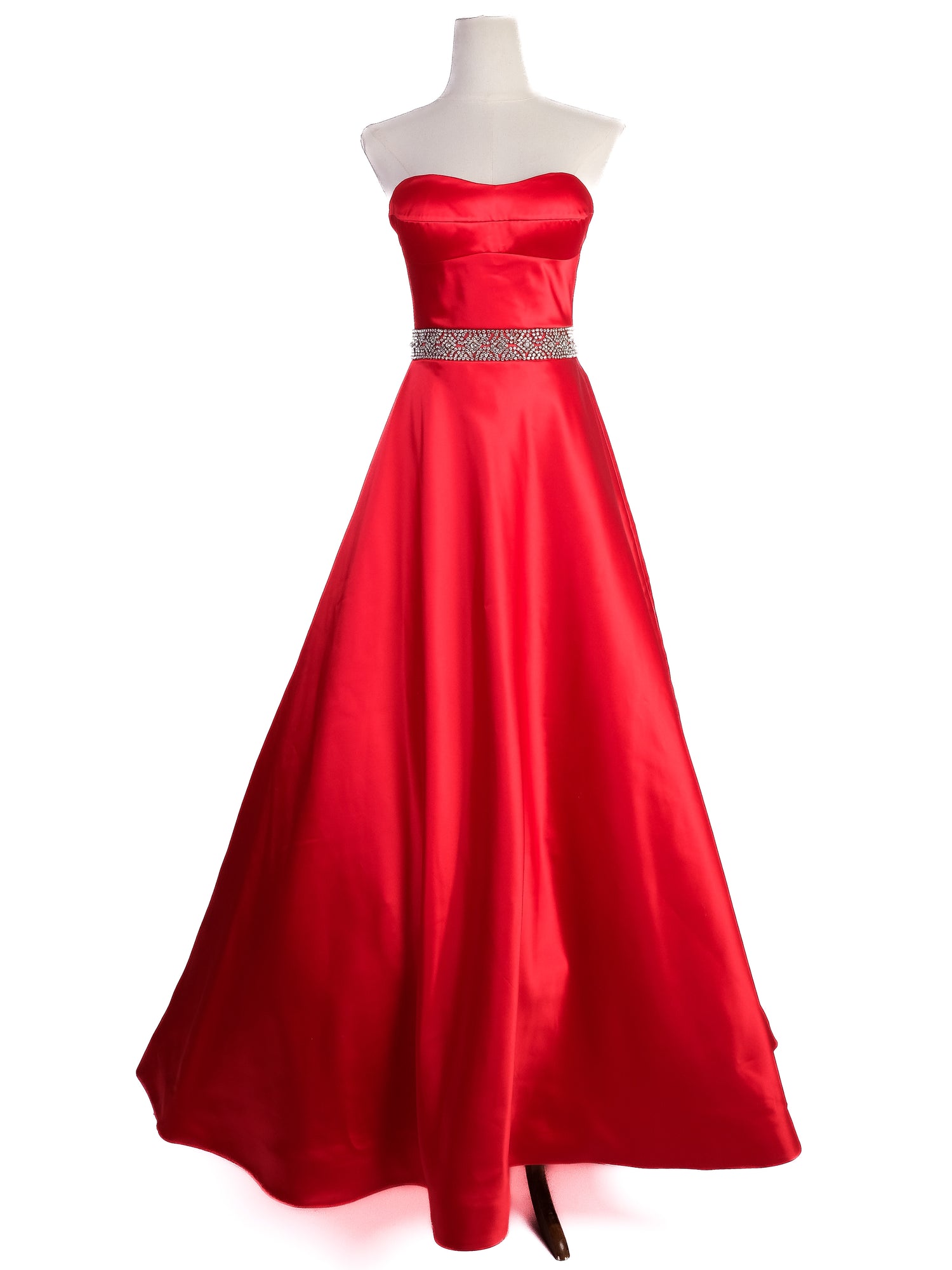 Excellent Sherri Hill Red Strapless Gown with Embellishments