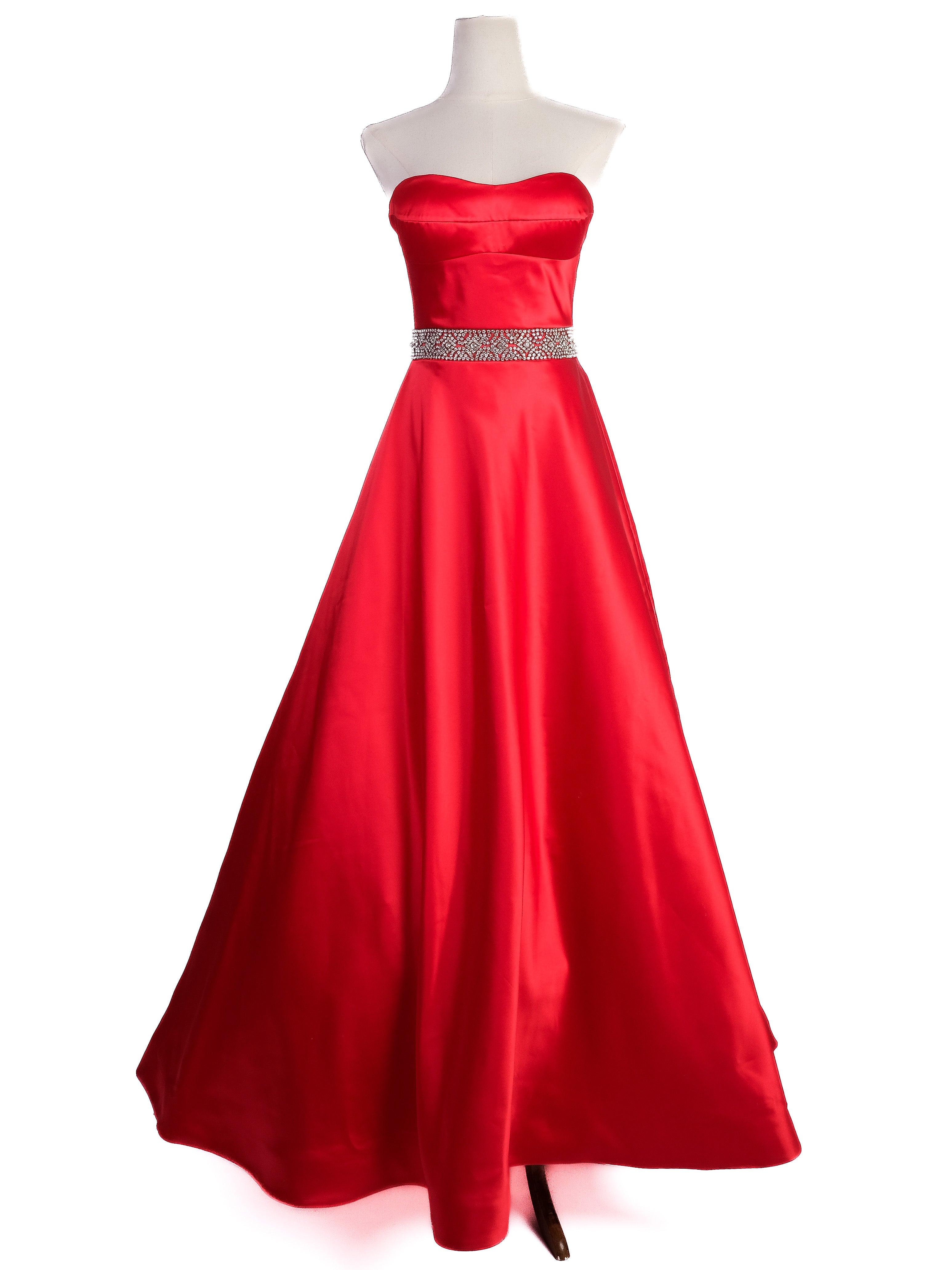 Excellent Sherri Hill Red Strapless Gown with Embellishments