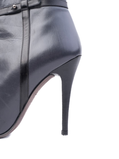 Excellent Barbara Bui Gray Leather High-Heeled Ankle Boots Size 40