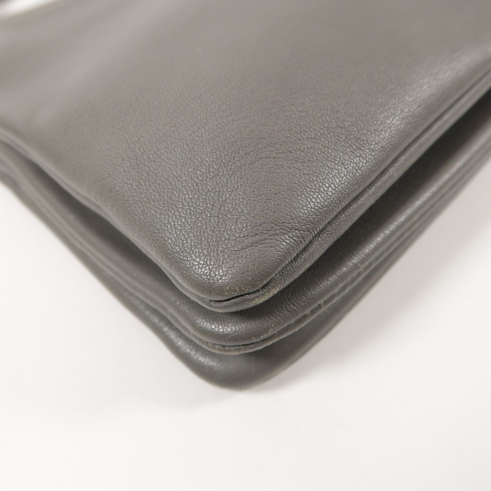 Celine Sheepskin Leather Trio Shoulder Bag Gray Grey Lambskin (sheep Leather)