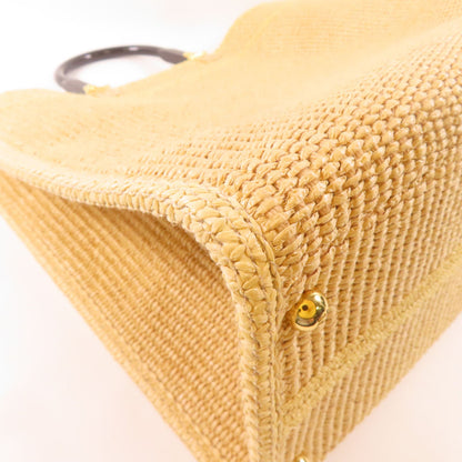 Fendi Woven Straw Sunshine Medium Tote Hand-sewn Shoulder Bag Light Brown 2way Shoulder Bag Beige Other Woven St