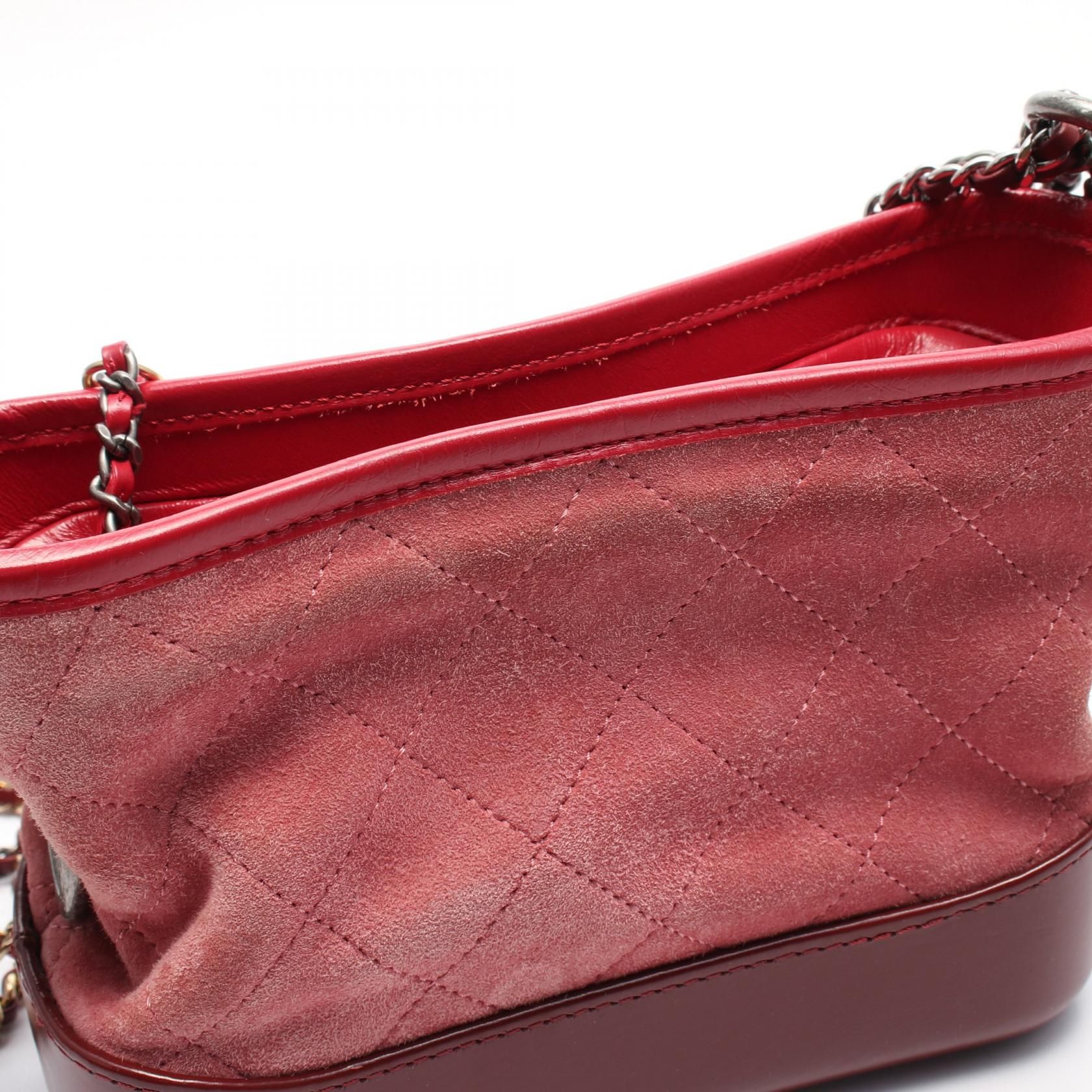Chanel Gabriel De Small Shoulder Bag A 91810 Suede Pink Bordeaux Cc