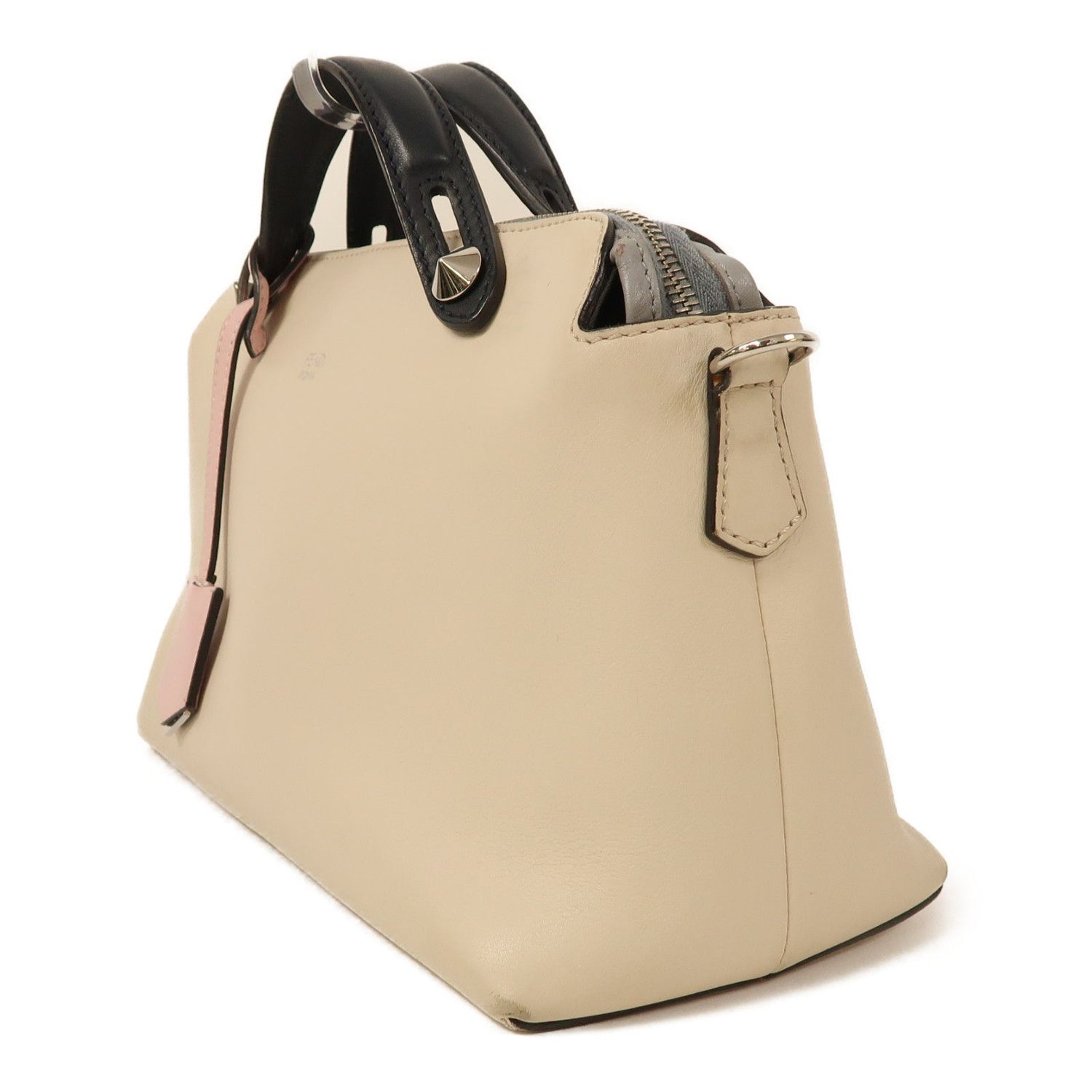 Fendi Sheepskin Leather By The Way Silver Hand-handed Shoulder Bag 2way Shoulder Bag Beige White Lambskin (sheep Leathe