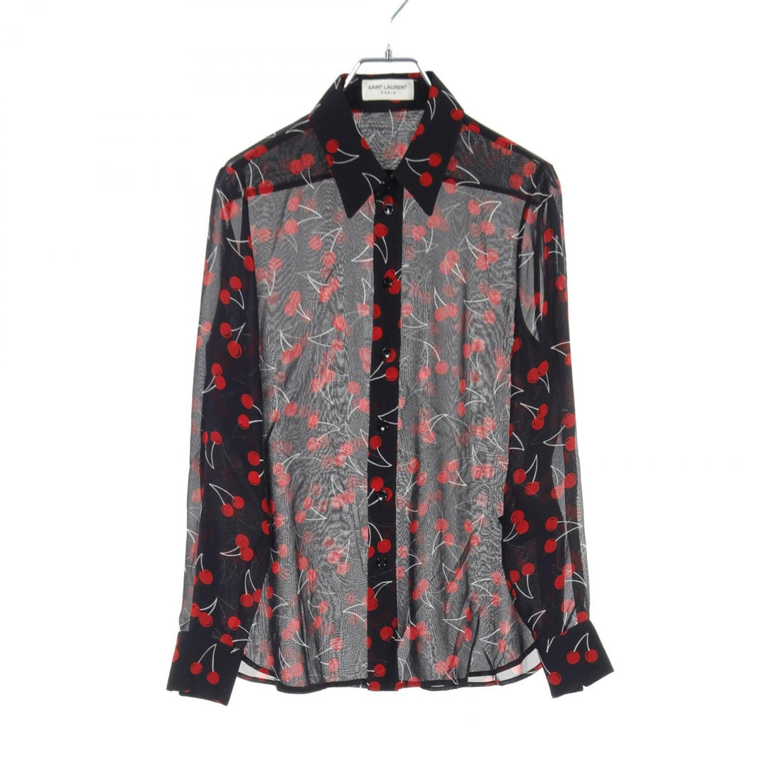 Saint Laurent Paris Blouse Black Red White Silk