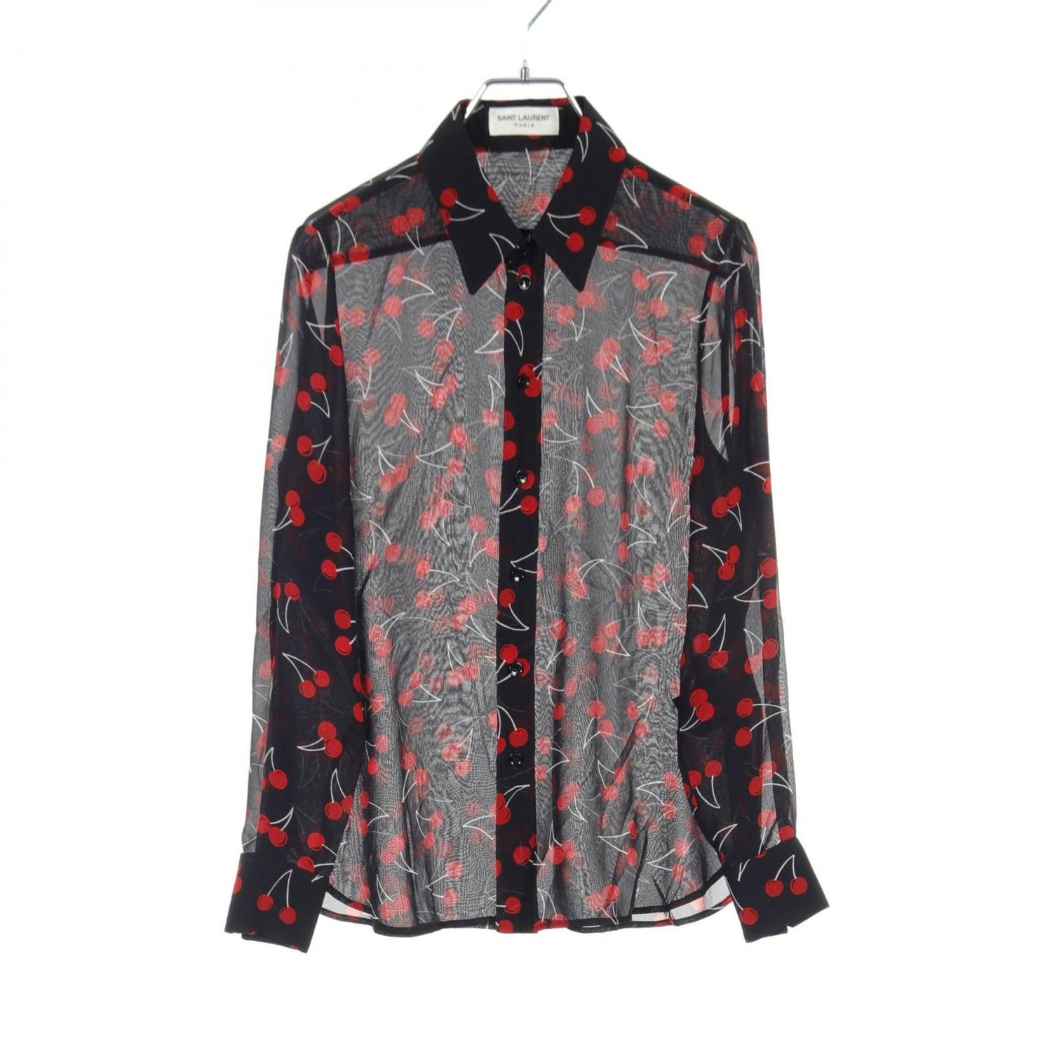 Saint Laurent Paris Blouse Black Red White Silk
