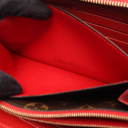 Louis Vuitton Zippy Wallet Retiro Cerise Brown Red Around Long Wallet M 61854