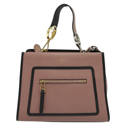 Fendi Runaway Small Hand Bag Leather 2way Pink Gold Auth