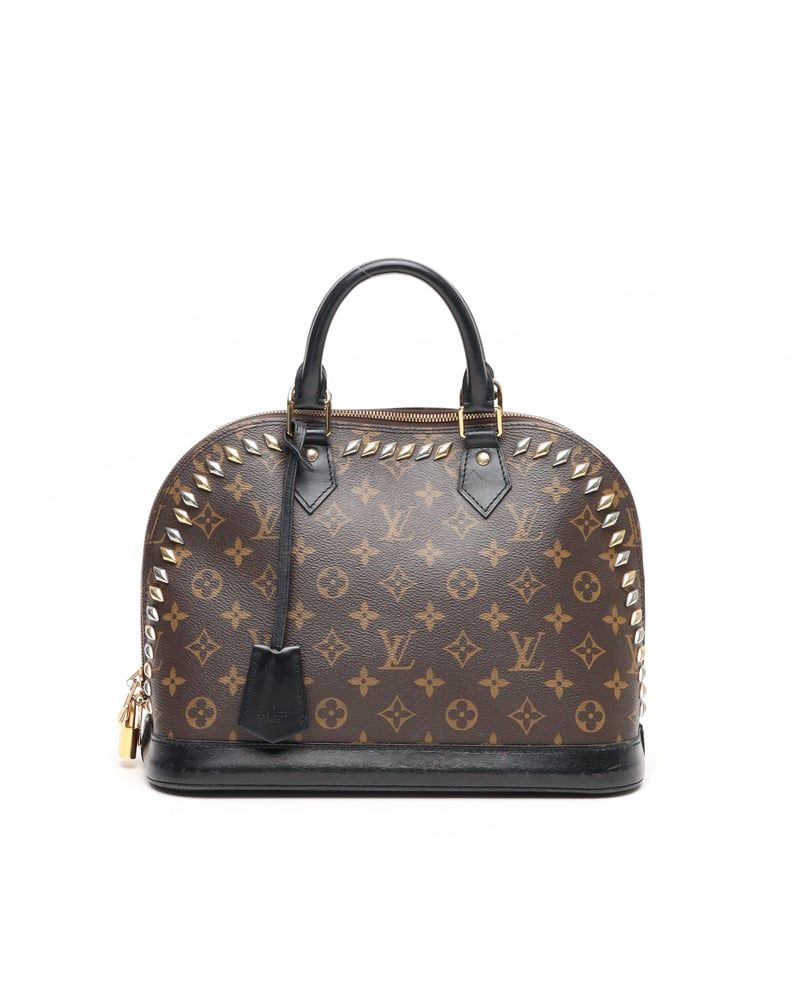 Louis Vuitton Monogram Macassar Studded Alma PM Bag