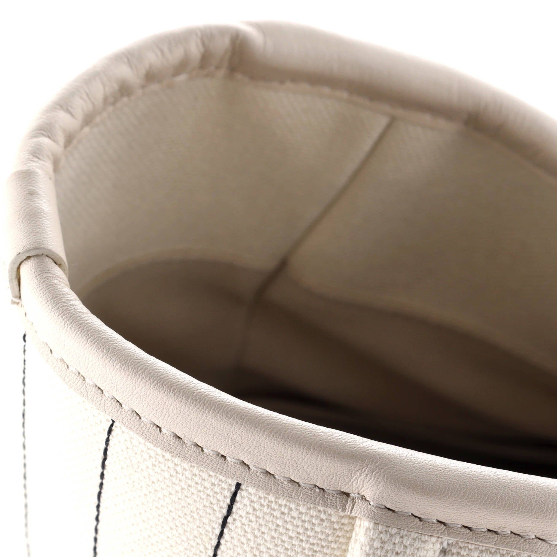 Chanel Deauville Tote Pinstripe Cotton Medium