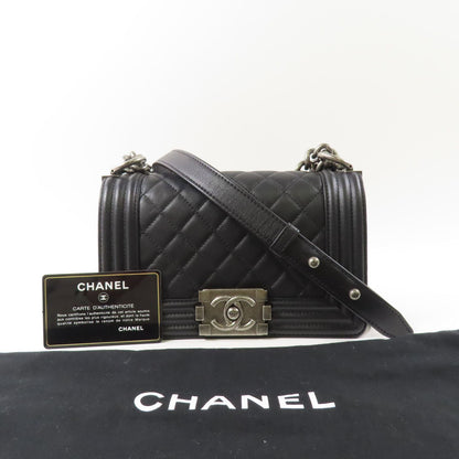 Chanel Black Cowhide Leather Boy 20 Cross Shoulder Bag Calfskin (cowhide) A 67085