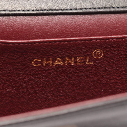 Chanel Black Mini Matelasse Full Flap Shoulder Bag Lambskin (sheep Leather)