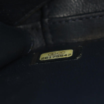 Chanel Navy Cc Filigree Matelasse Shoulder Bag Leather Grained Calfskin