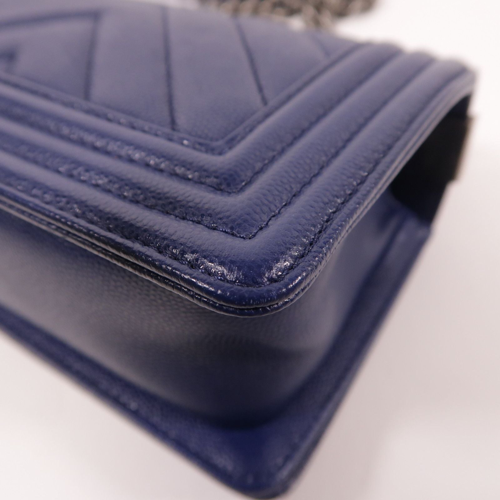 Chanel Blue Cowhide Leather Boy 7.9 Crossbody Back Bag Calfskin (cowhide)