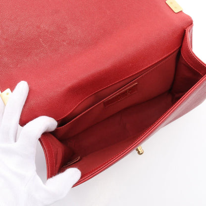 Chanel Red Boy Shoulder Bag Leather Grained Calfskin A 67086