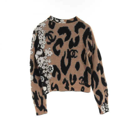 Chanel Brown Black White Coco Mark Knit Cashmere Moheya P 75361k 10782