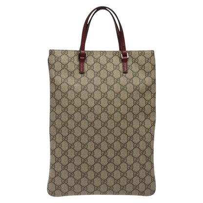 Gucci Gg Supreme Hand Bag Pvc Leather Beige 117551 Auth